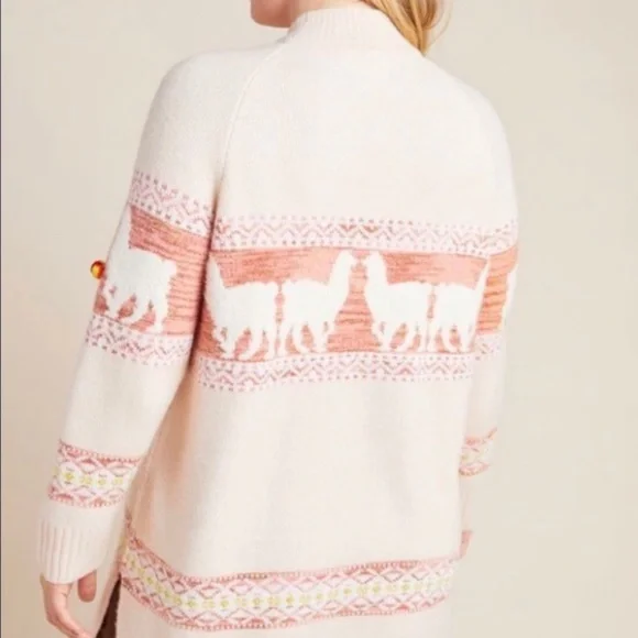 Anthropologie | Aimee Pommed Novelty Print Alpaca Mock Neck Sweater - Picture 1 of 16